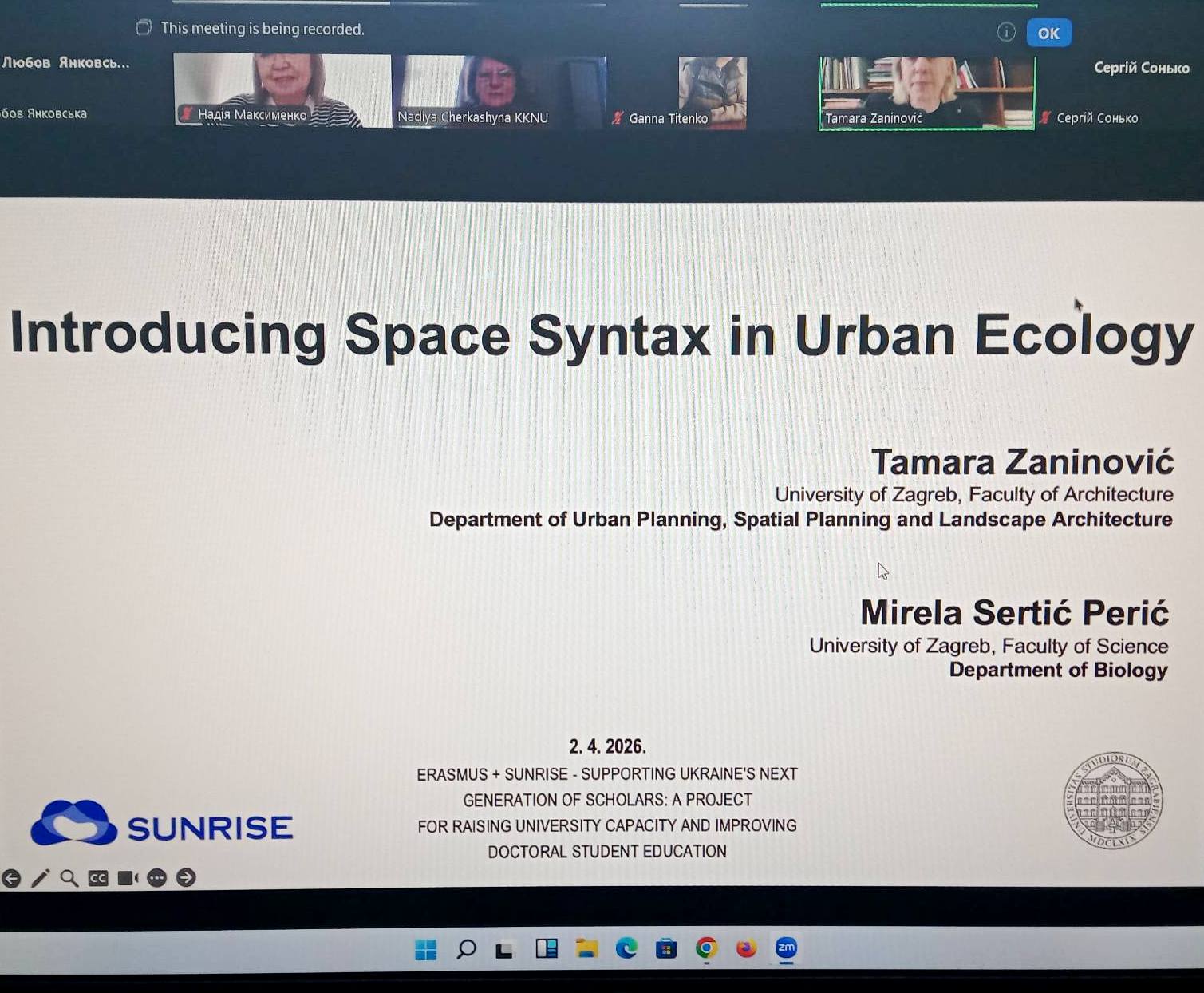 Титульний слайд презентації лекторів з Університету міста Загреб (Хорватія).